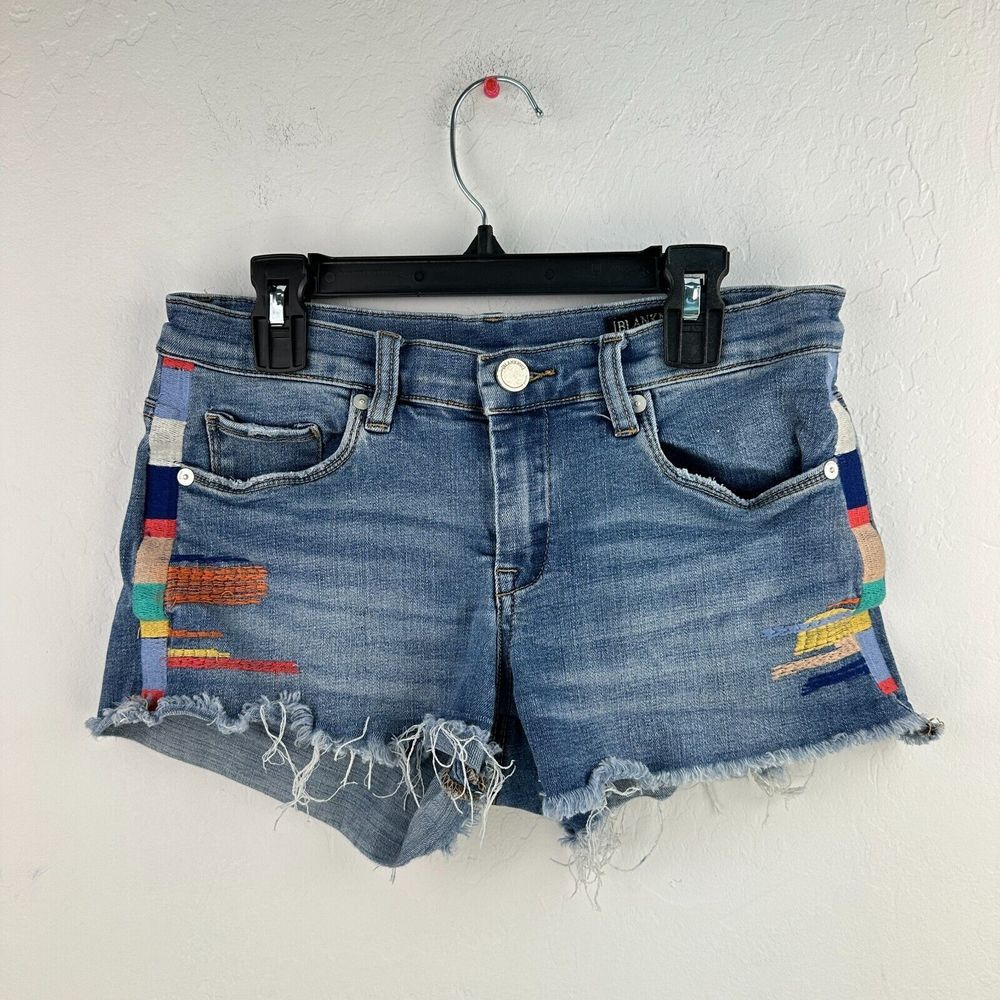 Blank NYC‎ The Astor Cutoff Shorts Womens 26 Blue Denim Cotton Blend Distressed